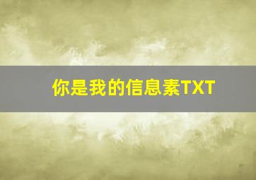 你是我的信息素TXT