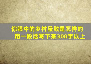 你眼中的乡村景致是怎样的用一段话写下来300字以上