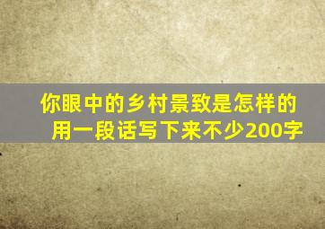 你眼中的乡村景致是怎样的用一段话写下来不少200字