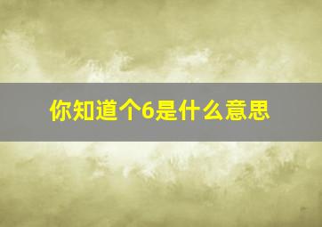 你知道个6是什么意思