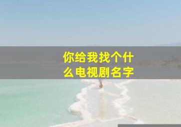 你给我找个什么电视剧名字