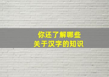 你还了解哪些关于汉字的知识