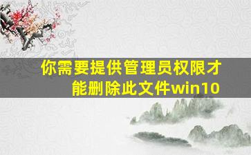 你需要提供管理员权限才能删除此文件win10