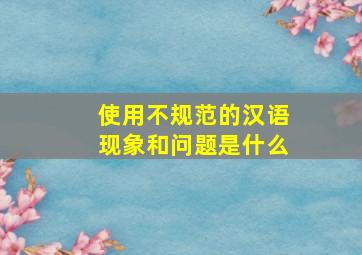 使用不规范的汉语现象和问题是什么