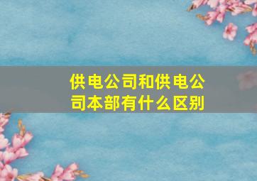 供电公司和供电公司本部有什么区别