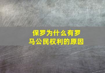 保罗为什么有罗马公民权利的原因