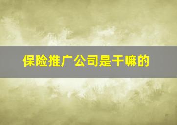 保险推广公司是干嘛的