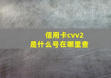 信用卡cvv2是什么号在哪里查