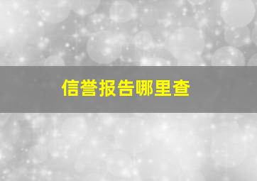 信誉报告哪里查