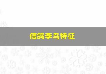 信鸽李鸟特征