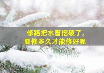 修路把水管挖破了,要修多久才能修好呢