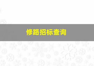 修路招标查询