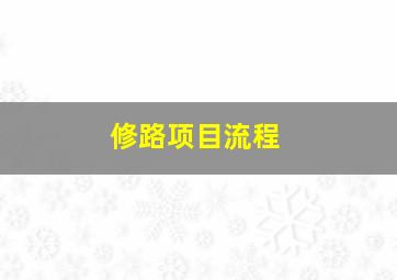 修路项目流程