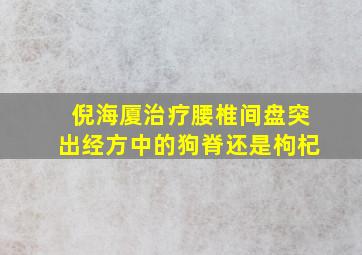 倪海厦治疗腰椎间盘突出经方中的狗脊还是枸杞