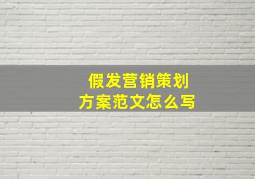 假发营销策划方案范文怎么写