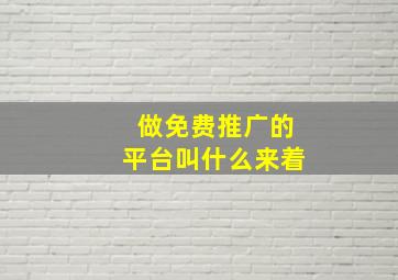 做免费推广的平台叫什么来着