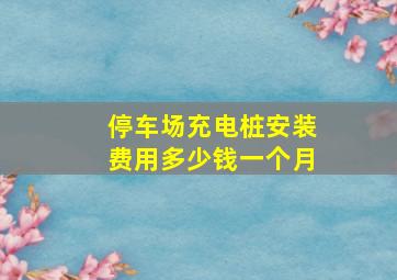 停车场充电桩安装费用多少钱一个月