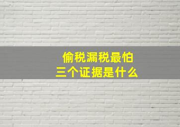 偷税漏税最怕三个证据是什么