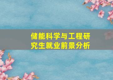 储能科学与工程研究生就业前景分析