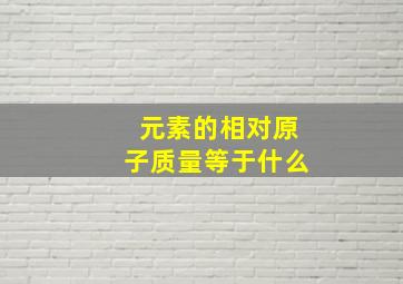 元素的相对原子质量等于什么