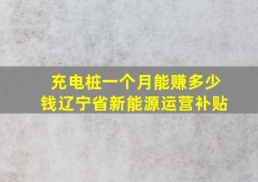 充电桩一个月能赚多少钱辽宁省新能源运营补贴