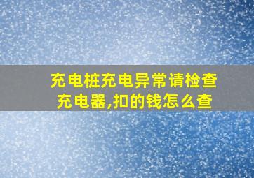 充电桩充电异常请检查充电器,扣的钱怎么查