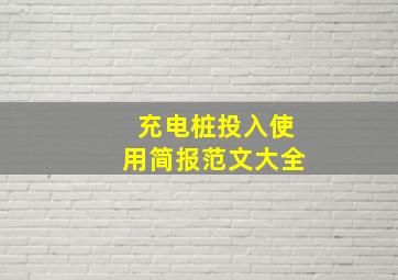 充电桩投入使用简报范文大全