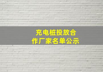 充电桩投放合作厂家名单公示