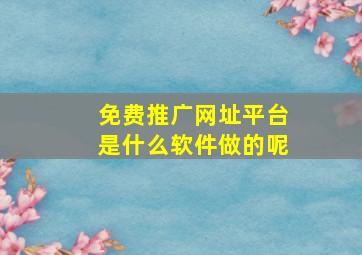 免费推广网址平台是什么软件做的呢