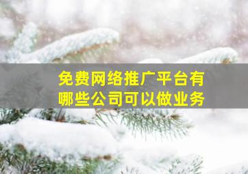 免费网络推广平台有哪些公司可以做业务