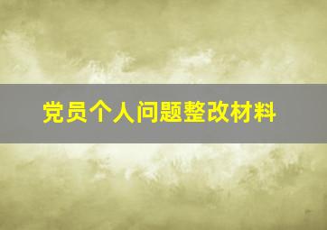 党员个人问题整改材料