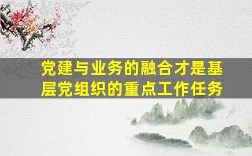 党建与业务的融合才是基层党组织的重点工作任务