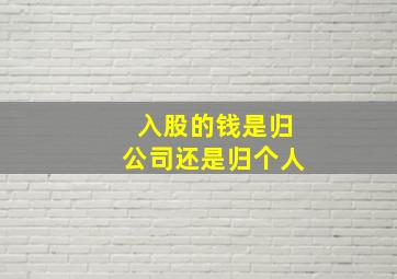 入股的钱是归公司还是归个人