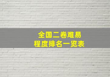 全国二卷难易程度排名一览表