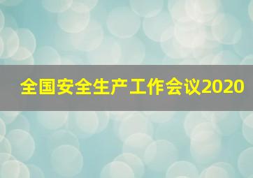 全国安全生产工作会议2020