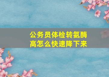 公务员体检转氨酶高怎么快速降下来