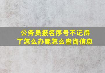 公务员报名序号不记得了怎么办呢怎么查询信息