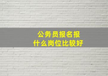 公务员报名报什么岗位比较好