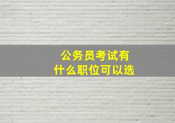 公务员考试有什么职位可以选