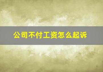 公司不付工资怎么起诉