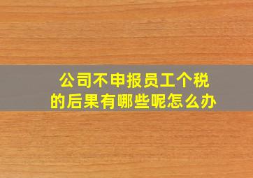 公司不申报员工个税的后果有哪些呢怎么办