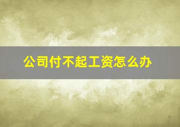 公司付不起工资怎么办