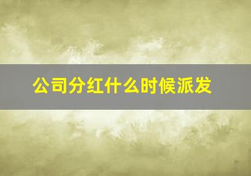 公司分红什么时候派发