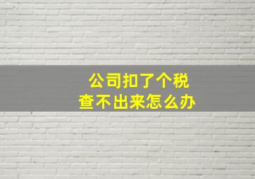 公司扣了个税查不出来怎么办