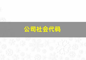 公司社会代码