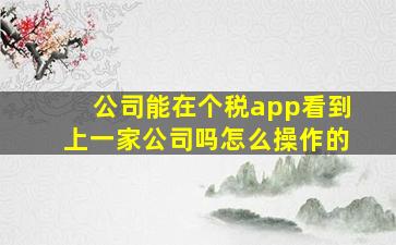 公司能在个税app看到上一家公司吗怎么操作的