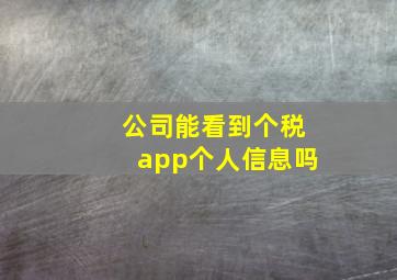 公司能看到个税app个人信息吗