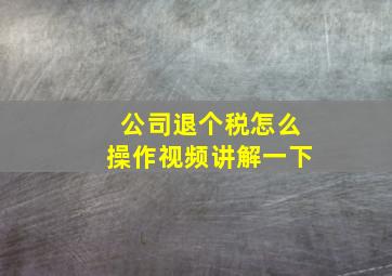 公司退个税怎么操作视频讲解一下