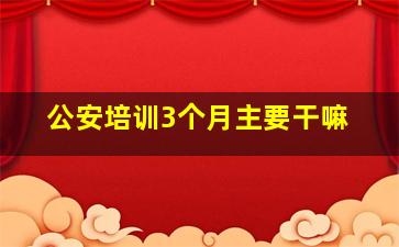 公安培训3个月主要干嘛