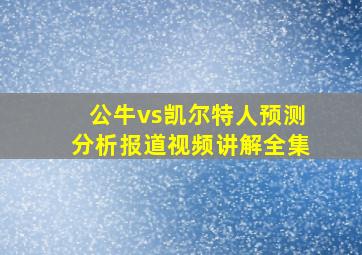 公牛vs凯尔特人预测分析报道视频讲解全集